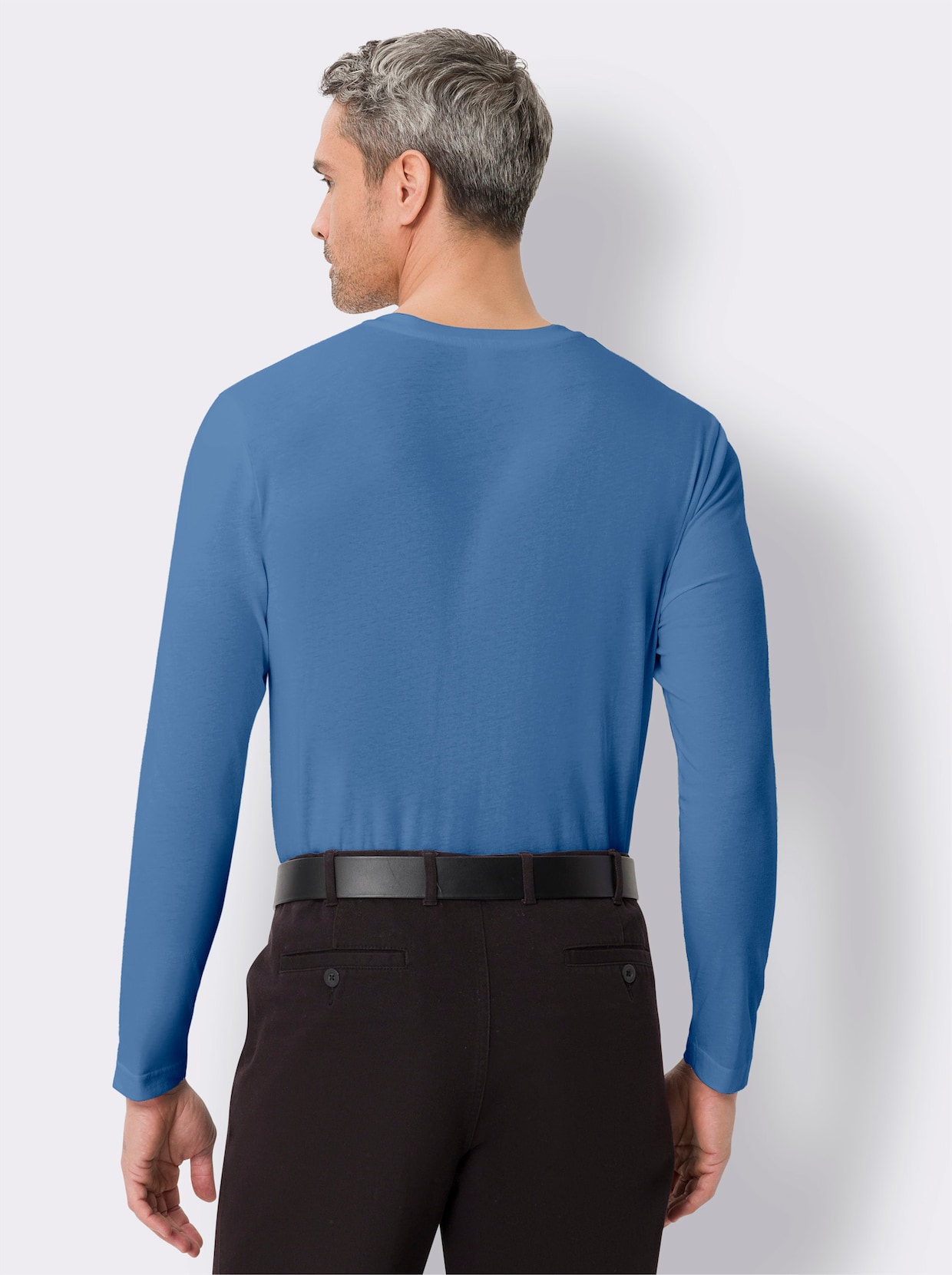 Langarmshirt - mittelblau