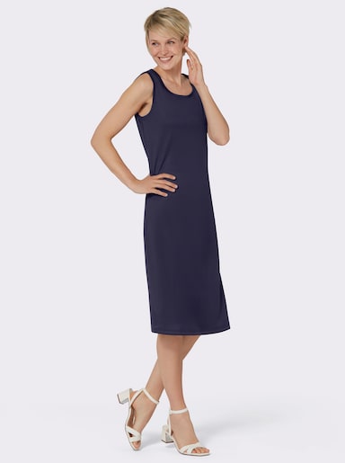 Jersey jurk - turquoise bedrukt + marine