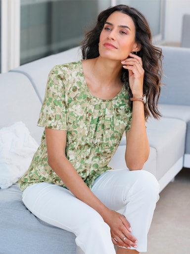 Topp med tryck - eukalyptus-beige-med tryck