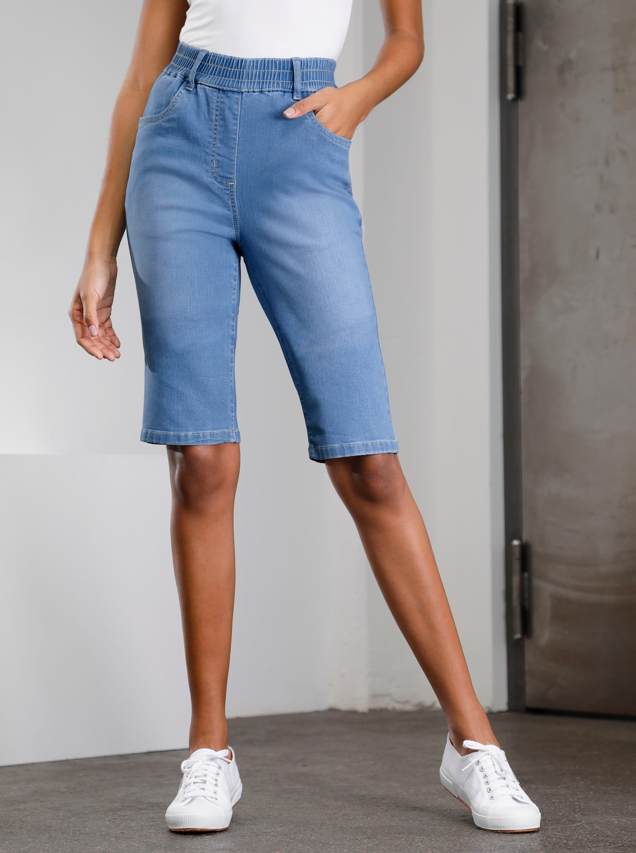 Jeansbermudas - blue-bleached