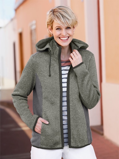 Strickfleecejacke - anthrazit-meliert