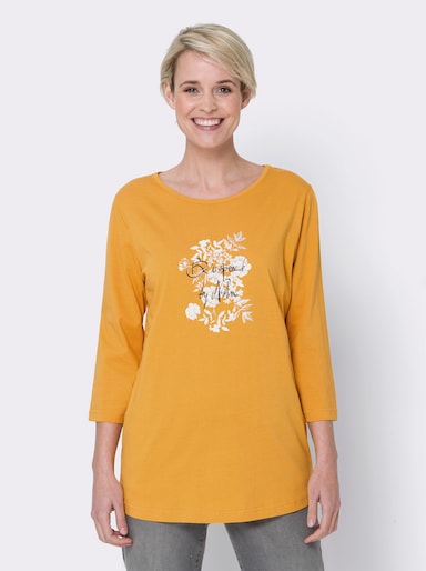 Longshirt - ocker-weiß