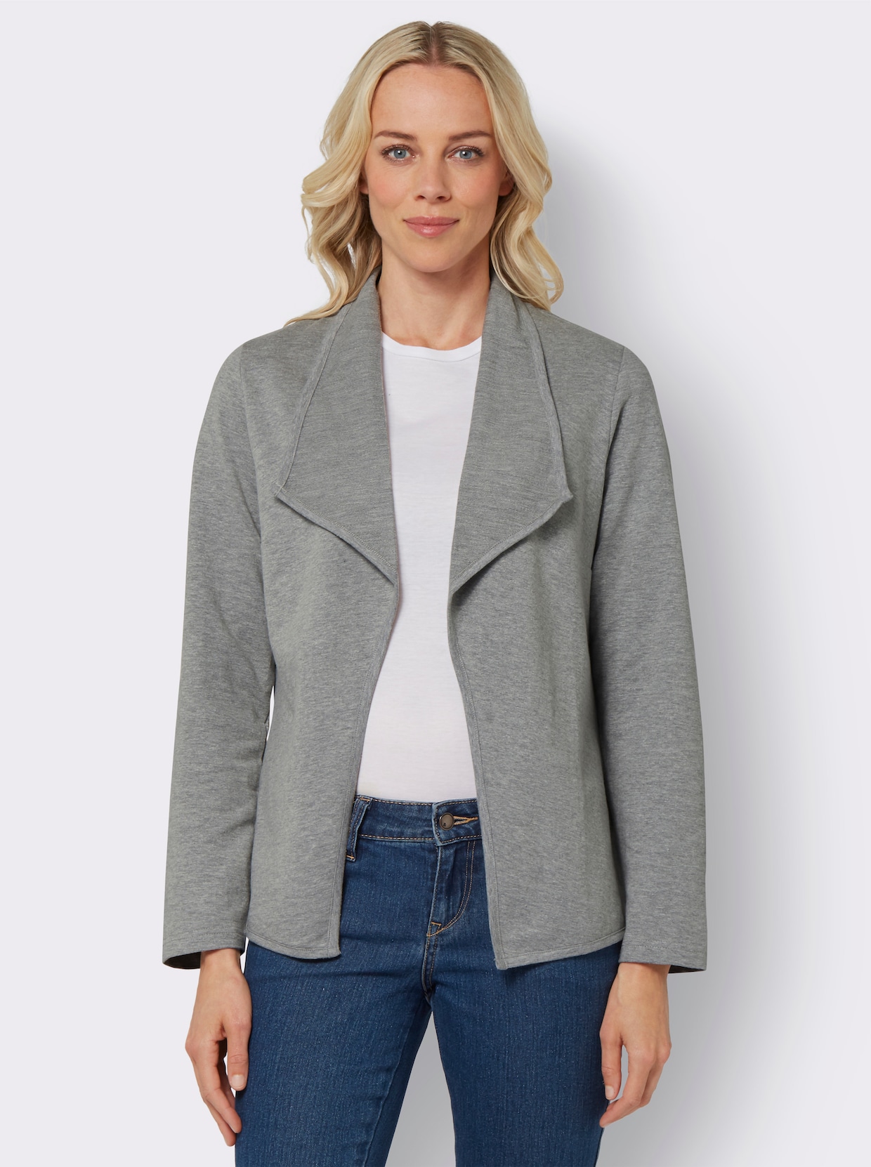 Jersey blazer - lichtgrijs gemêleerd
