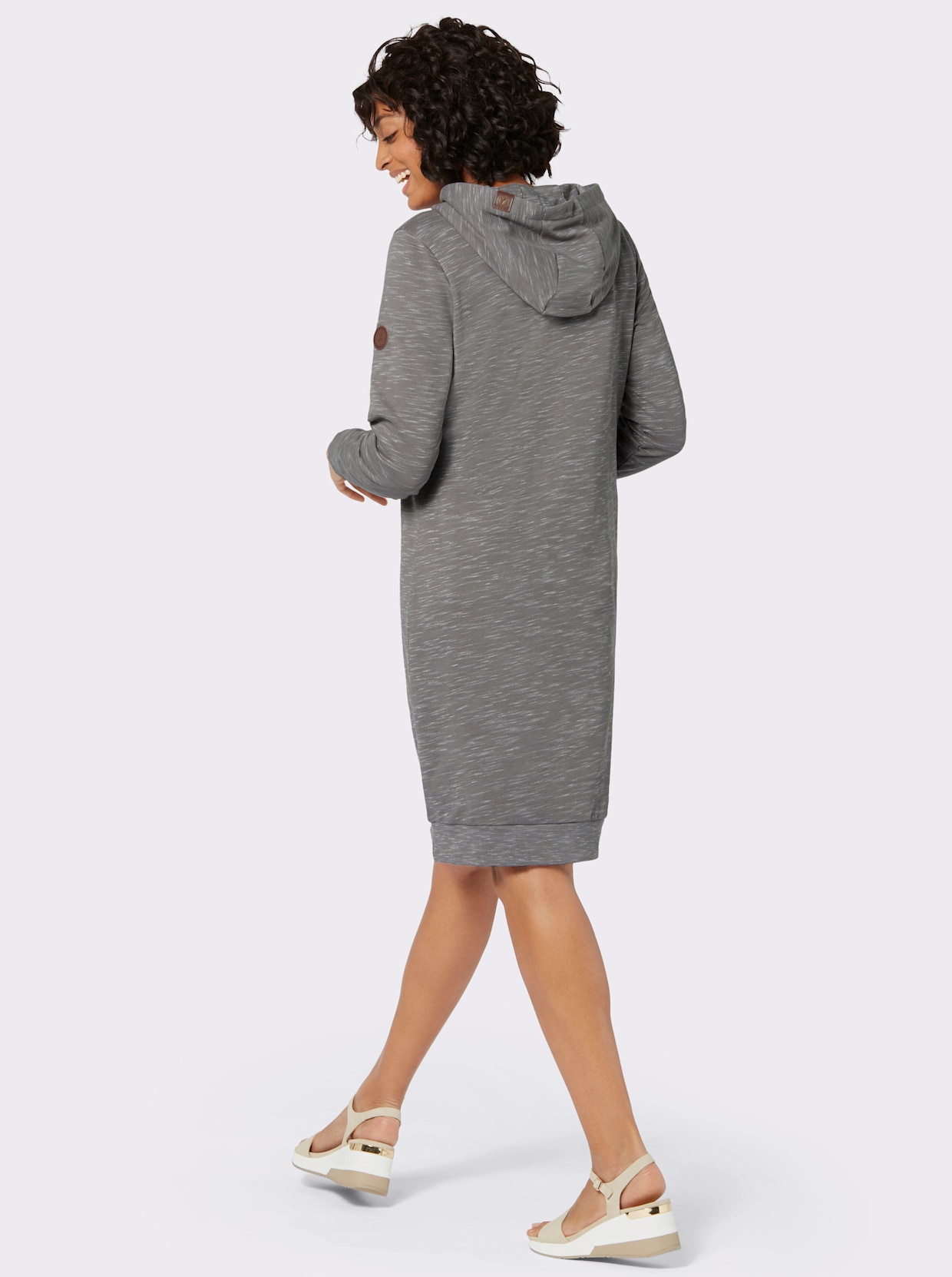 Shirtkleid - grau-weiß-meliert