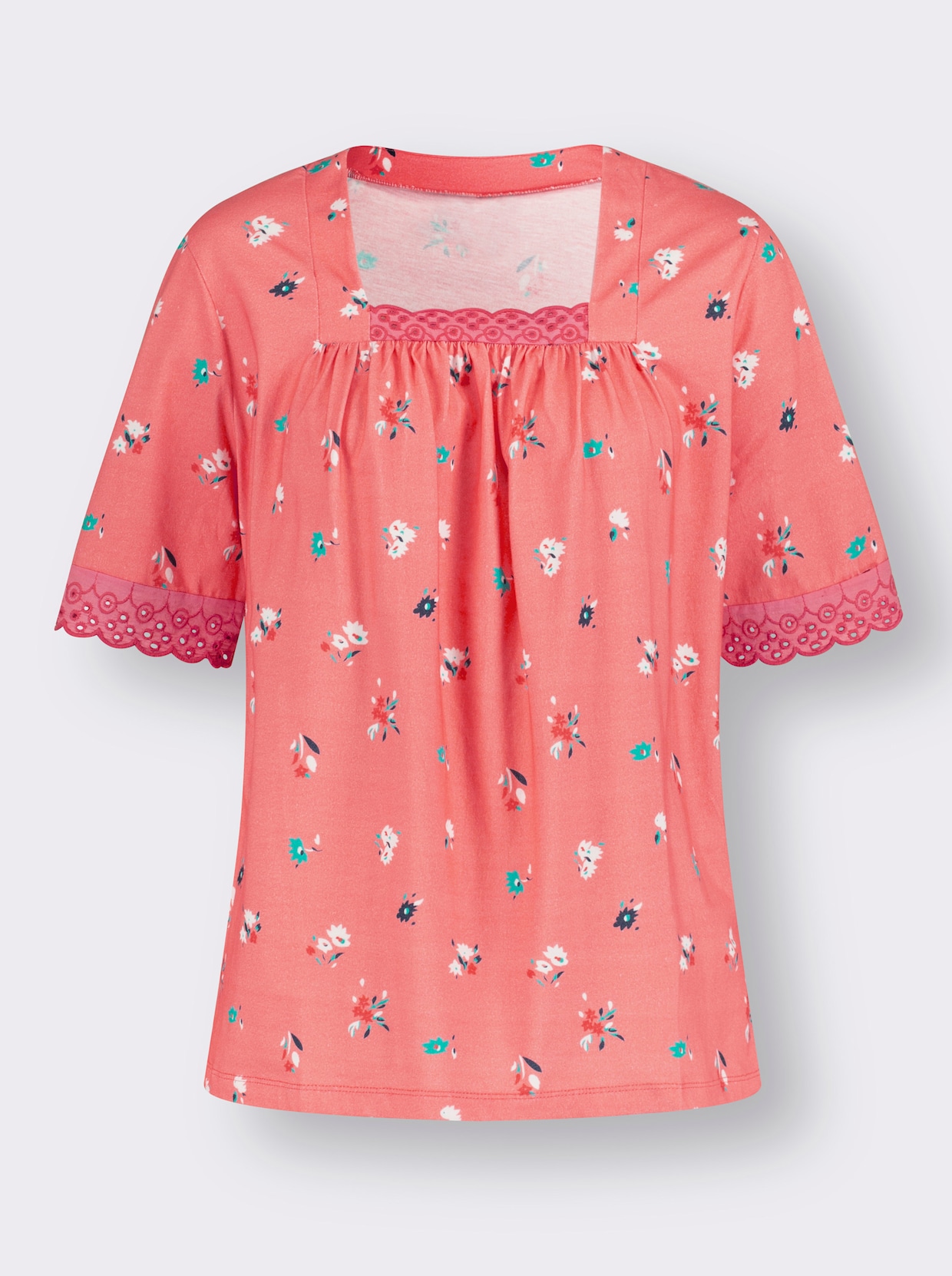 Kurzarmshirt - flamingo-dunkelblau-bedruckt