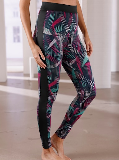 Leggings - schwarz-fuchsia-bedruckt