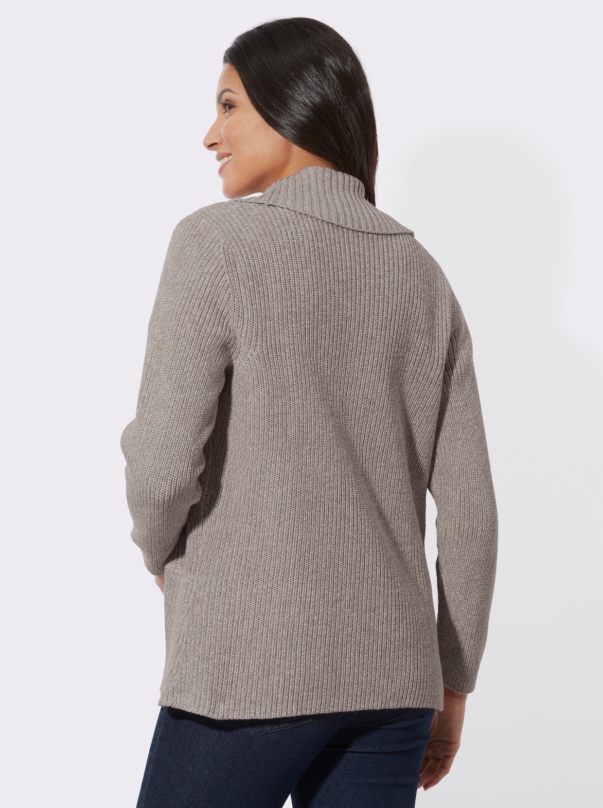 Strickjacke - taupe-ecru-meliert