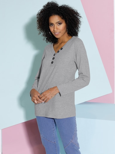 Langarmshirt - grau-meliert