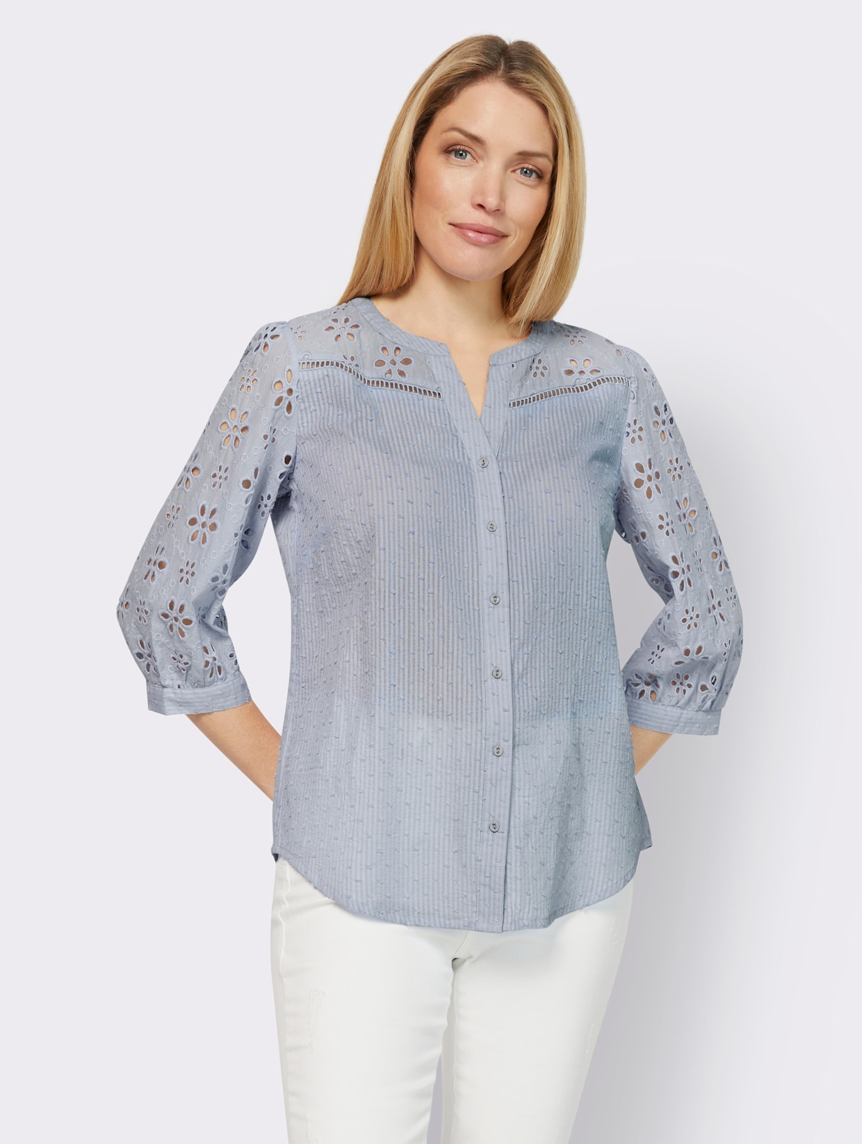 heine Baumwollbluse - hellblau