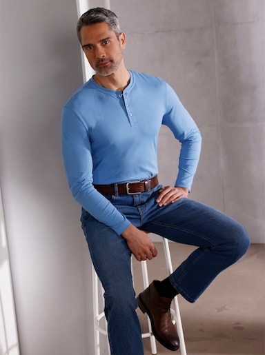 Langarmshirt - mittelblau