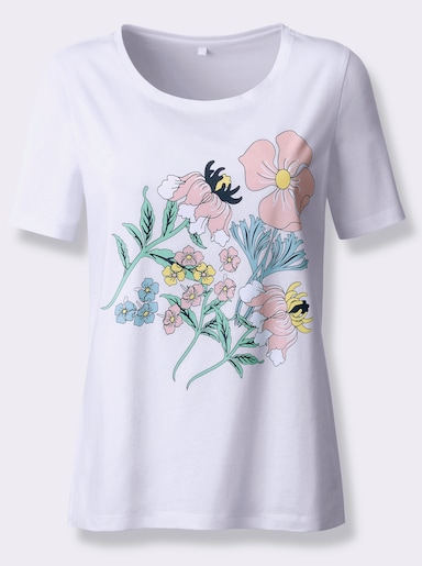 Kurzarmshirt - weiss-bedruckt